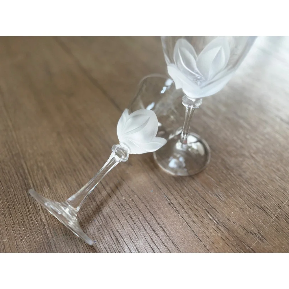 Cristal DArques JG Durand Florence Vintage Crystal Wine Glasses Set of 2 France